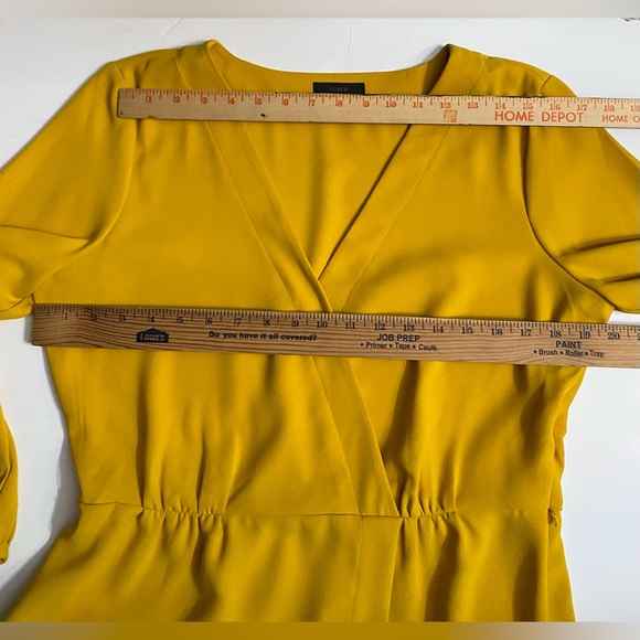 J. Crew Drapey Crepe Faux Wrap Blouse Rich Yellow Golden Women Size 12 - Picture 4 of 13